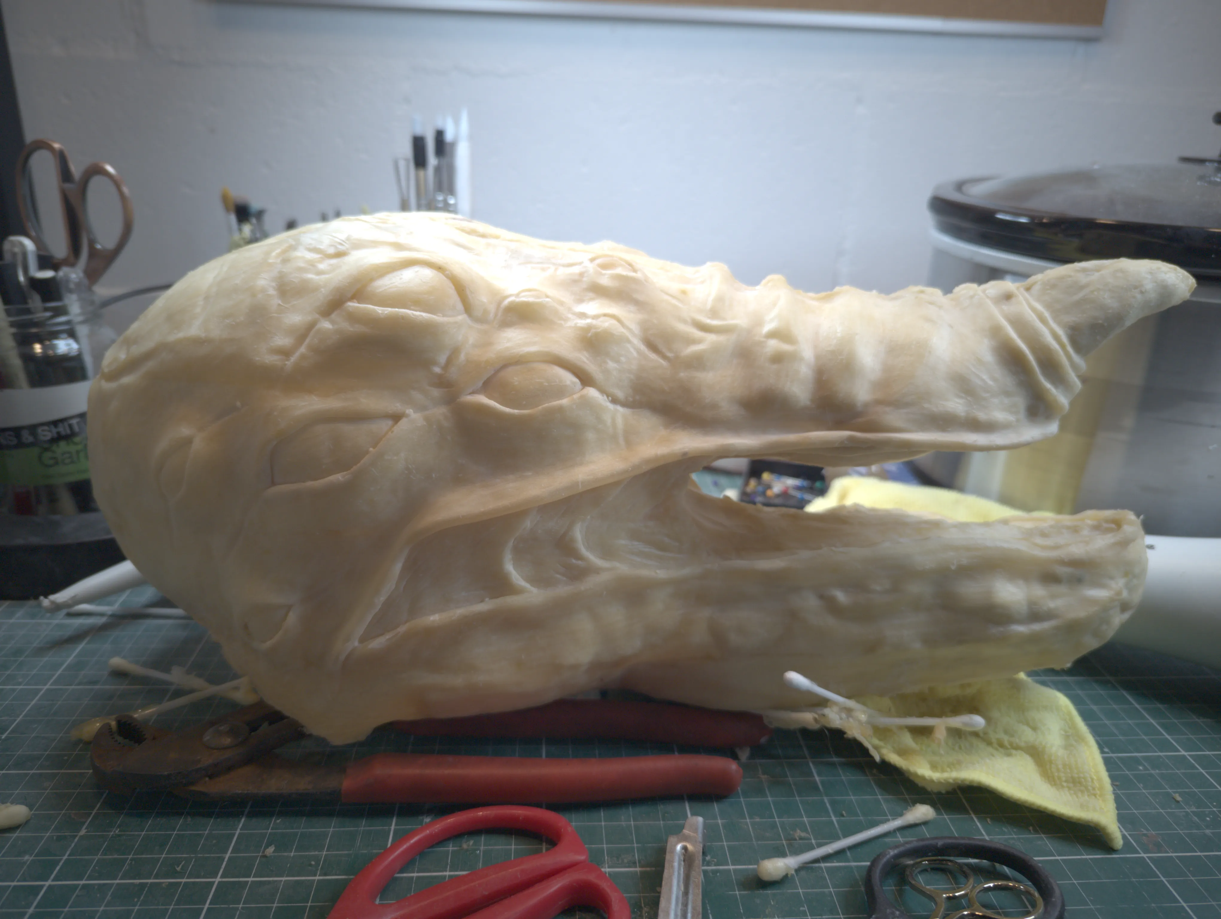 Full head latex casting from top view