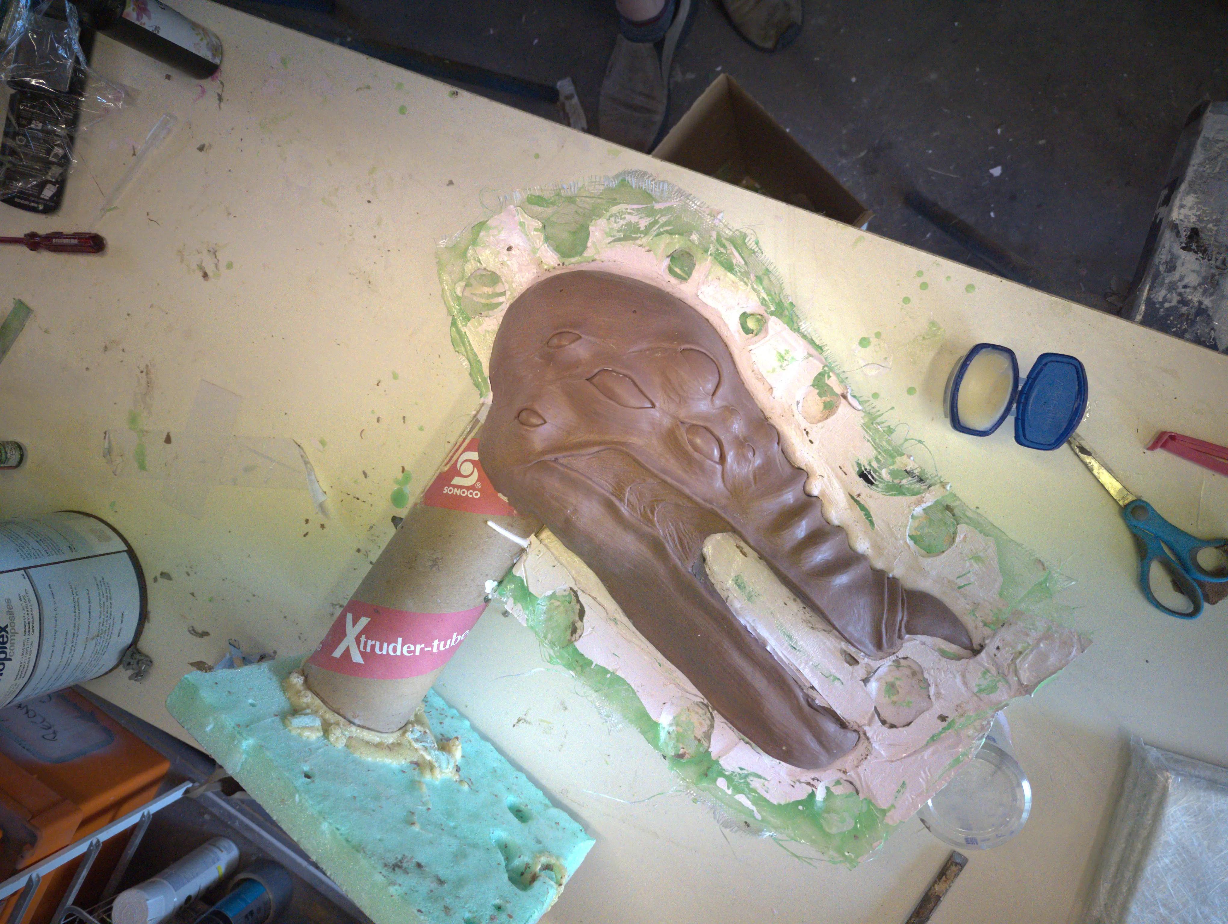 Completed mold opened showing sculpt impression